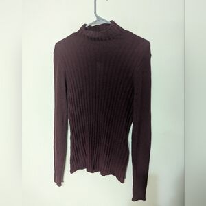 NWT White House Black Market LS Cashmere Blend Mockneck Ribbed Sweater